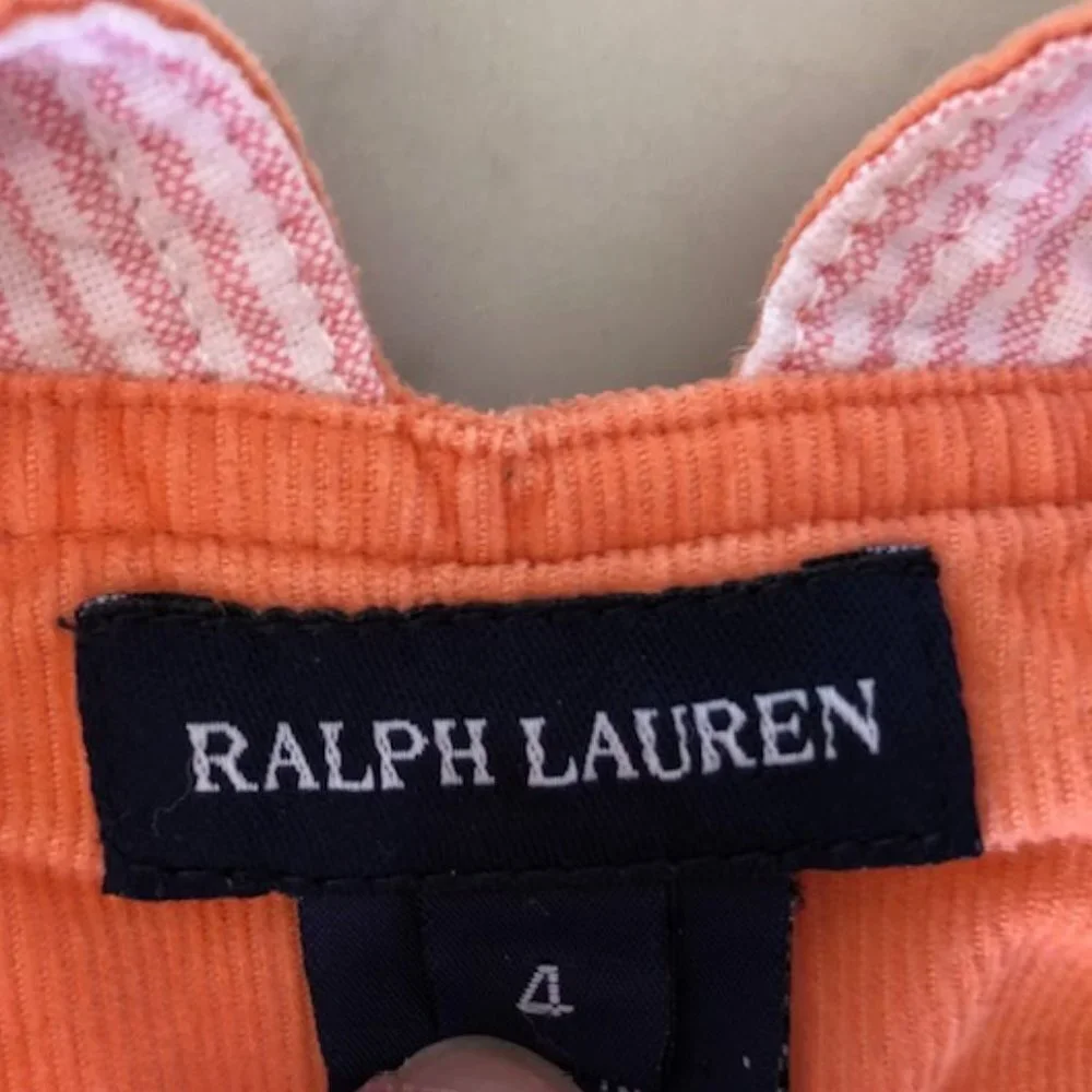RALPH LAUREN Y2K Corduroy Orange Overall Jumper Dress 4